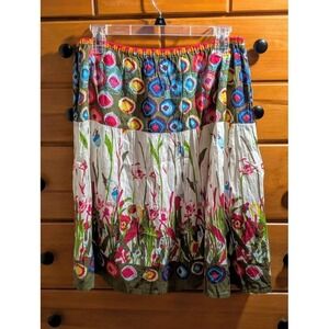 Life Style Petite Floral Spring Skirt PXL Boho Garden Elastic Waist Cotton Lined